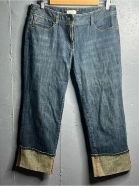 Loft "Marisa" cute cropped mid rise cuffed hem stretch denim jeans